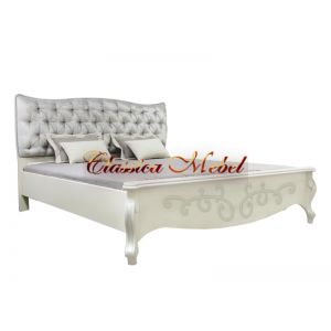 Кровать Луиза (белая эмаль+сп, с декором, 155см)